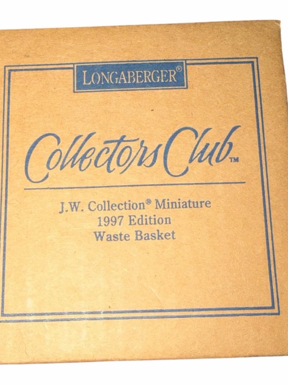 VINTAGE Longaberger JW Miniature Waste Basket 1997 Ed.
